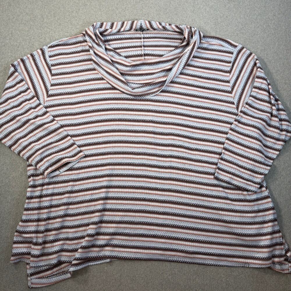 Lane Bryant Women's Plus Size 38/40 Striped Waffle Knit Cowl Neck Tunic Top